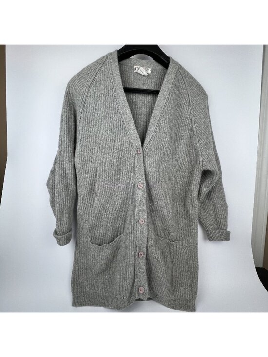 Lindsey Blake Sweaters - Lindsey Blake Women’s Cardigan Gray Lambswool Rabbit Hair Knit Sweater L